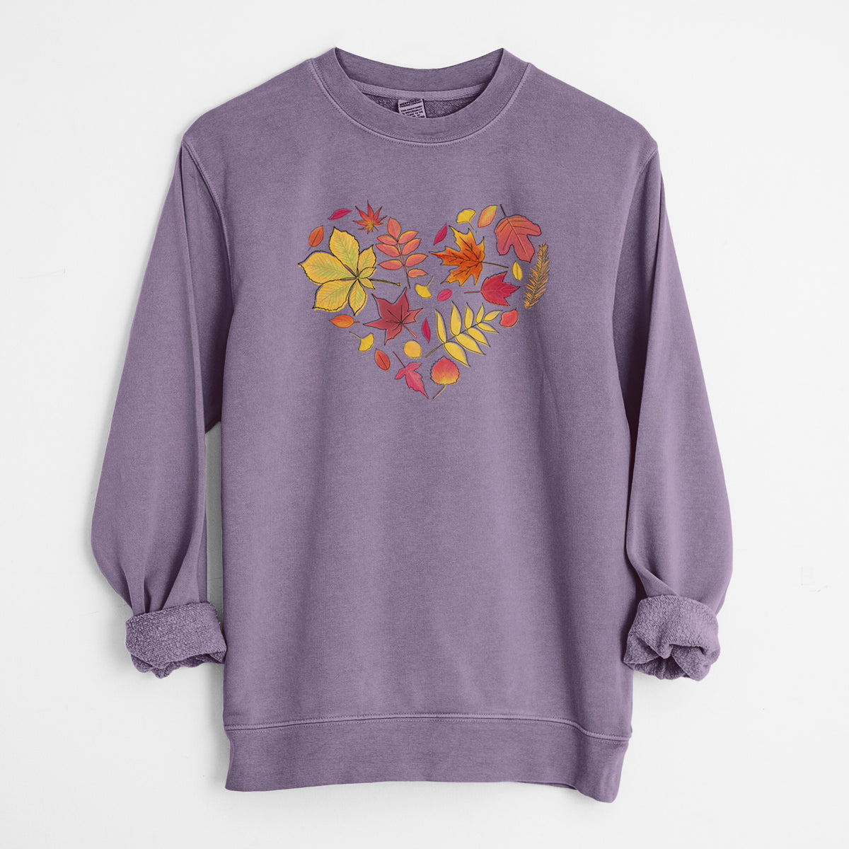 Vibrant Fall Heart - Unisex Pigment Dyed Crew Sweatshirt