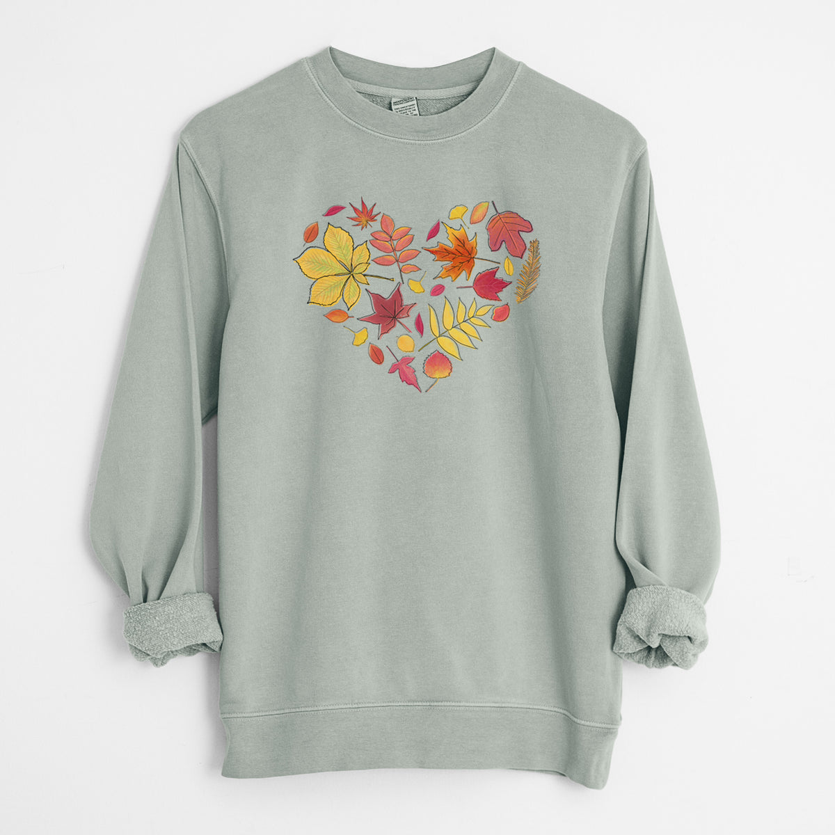 Vibrant Fall Heart - Unisex Pigment Dyed Crew Sweatshirt