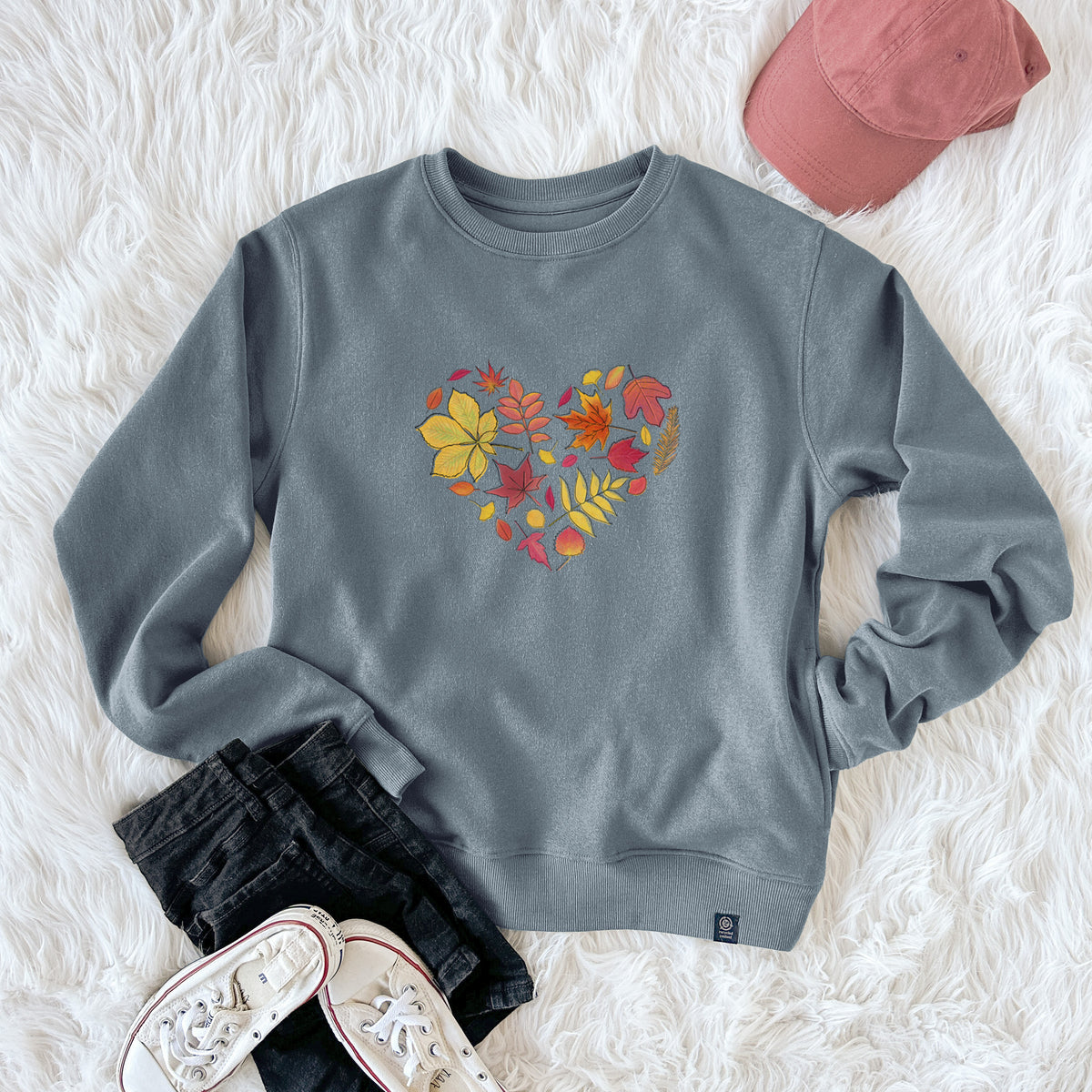 Vibrant Fall Heart  - Unisex Reclaimed Crewneck Sweatshirt