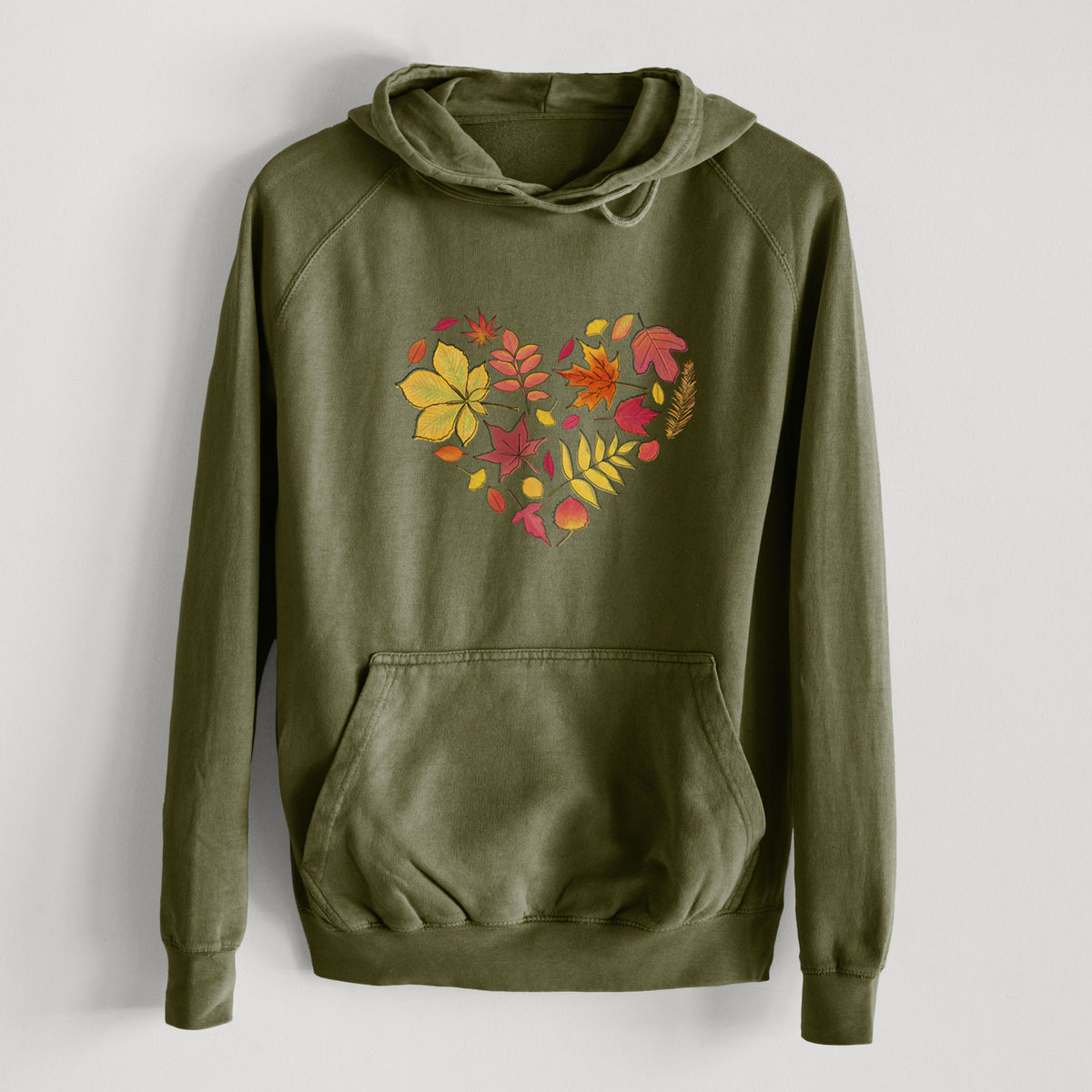 Vibrant Fall Heart  - Mid-Weight Unisex Vintage 100% Cotton Hoodie