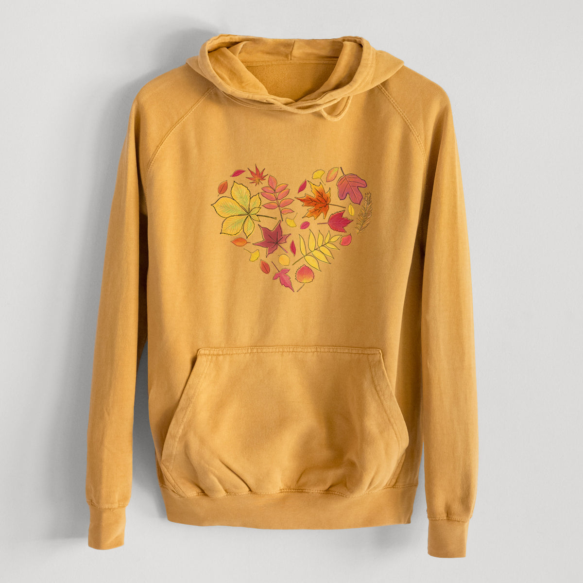 Vibrant Fall Heart  - Mid-Weight Unisex Vintage 100% Cotton Hoodie