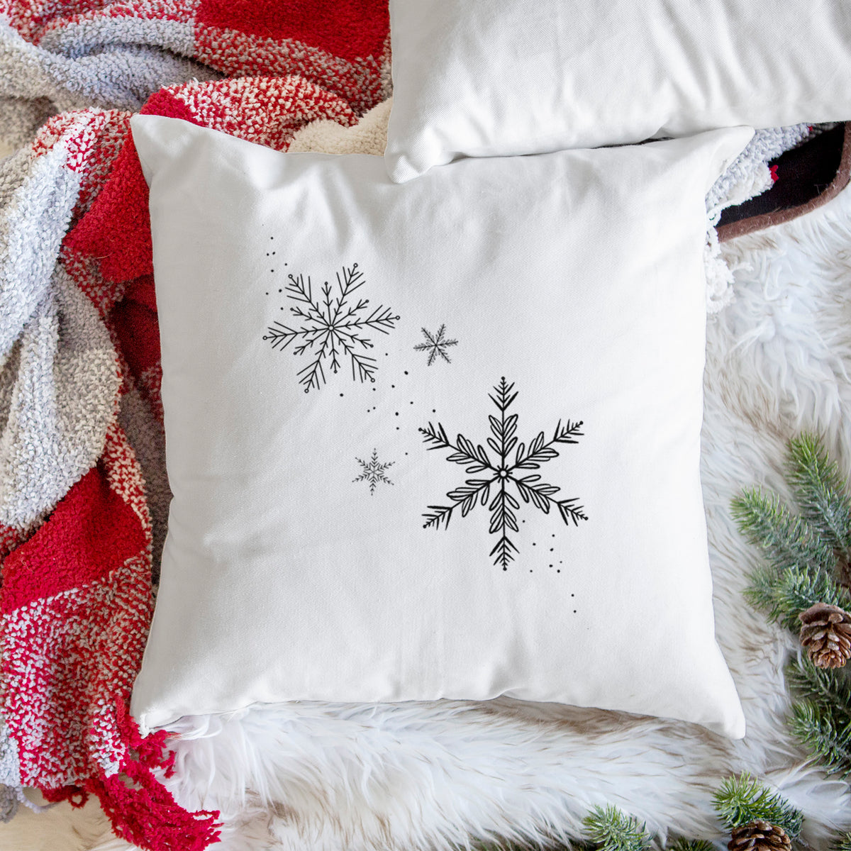 Falling Snowflakes - Throw Pillow Cover
