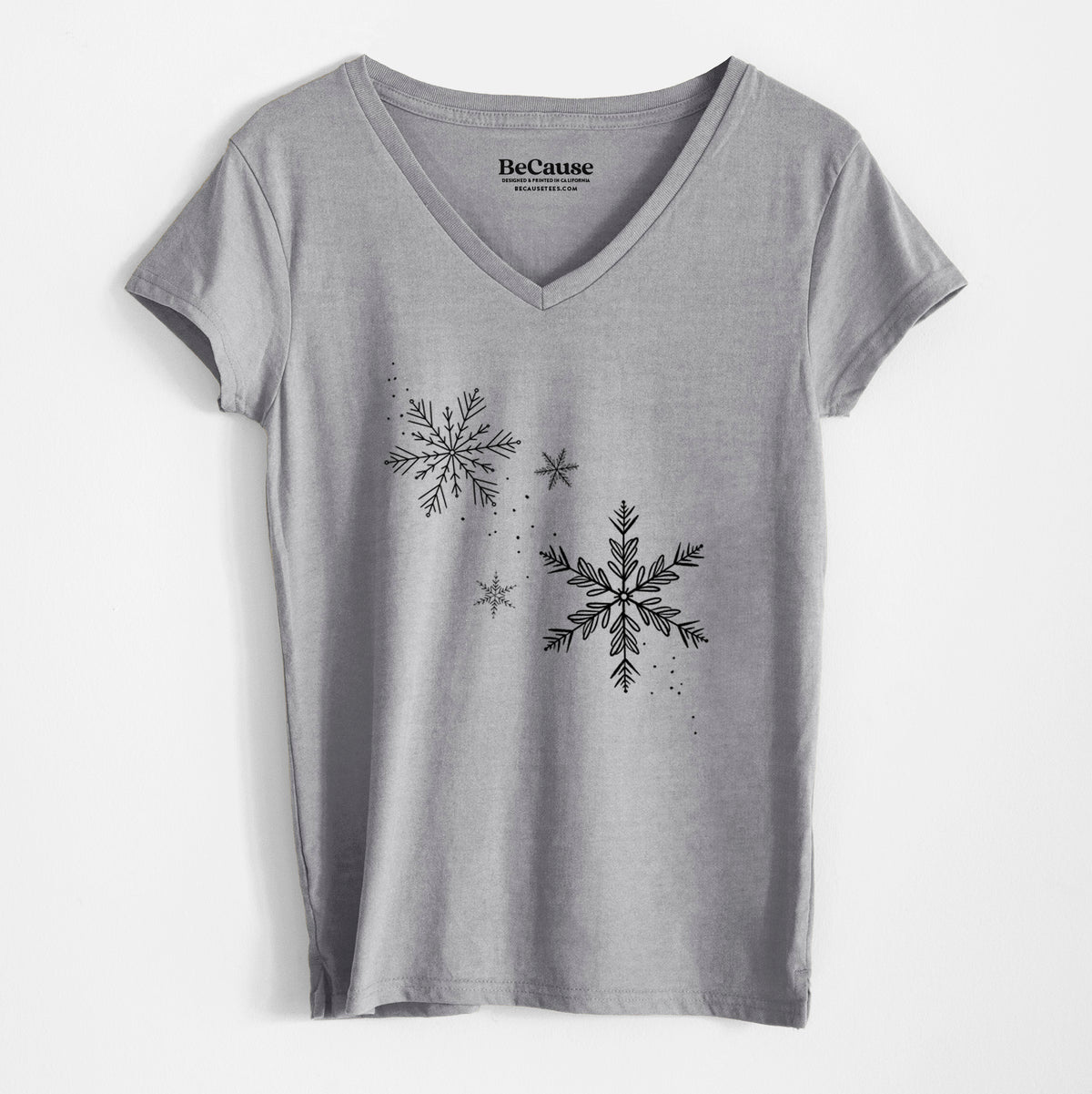 Falling Snowflakes - Women&#39;s 100% Recycled V-neck