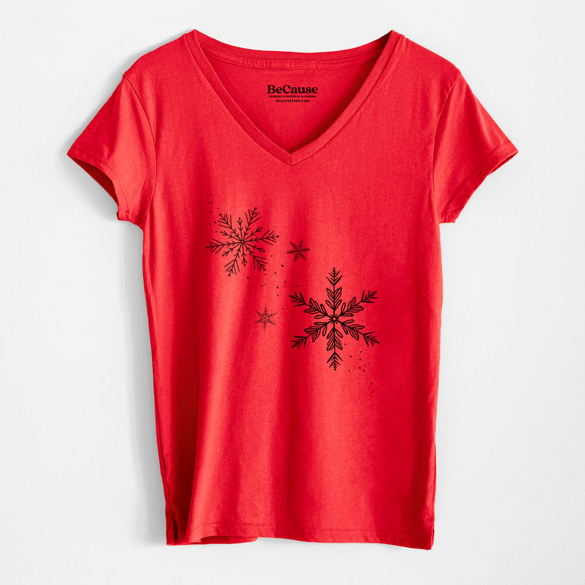 Falling Snowflakes - Women&#39;s 100% Recycled V-neck