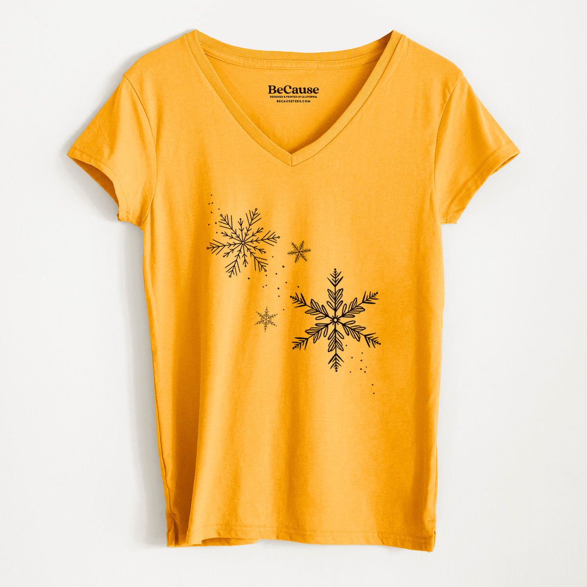 Falling Snowflakes - Women&#39;s 100% Recycled V-neck