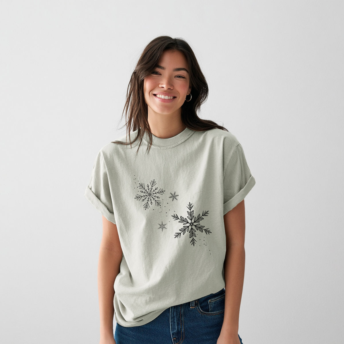 Falling Snowflakes - Heavyweight Men's 100% Organic Cotton Tee
