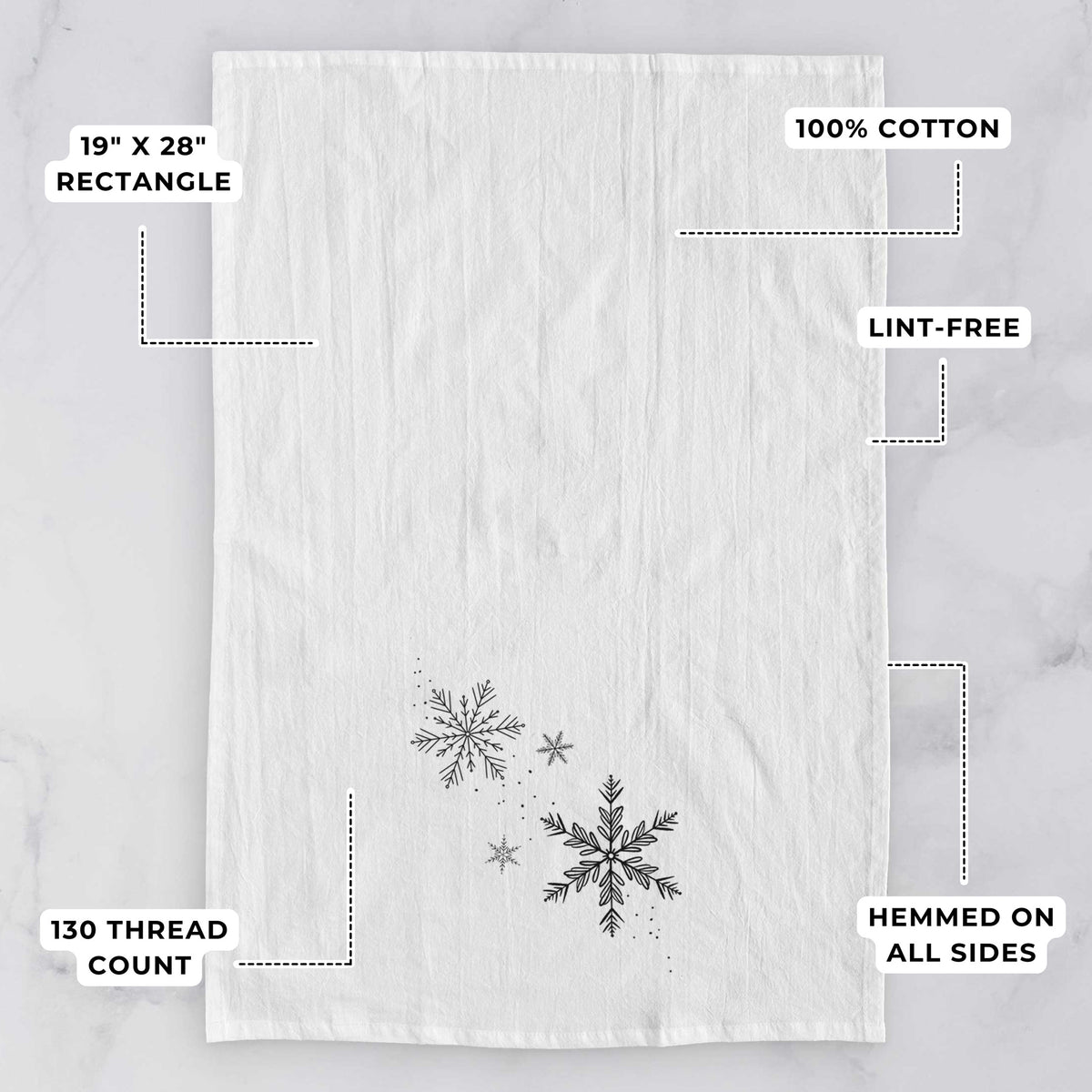 Falling Snowflakes Tea Towel