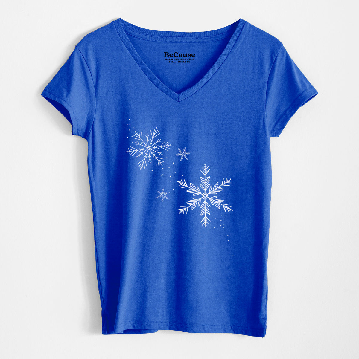 Falling Snowflakes - Women&#39;s 100% Recycled V-neck