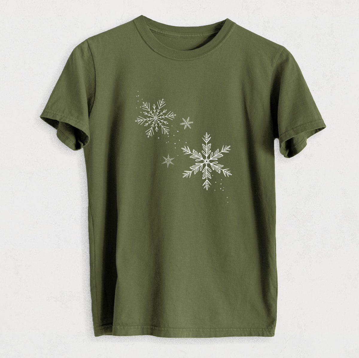 Falling Snowflakes - Heavyweight Men's 100% Organic Cotton Tee