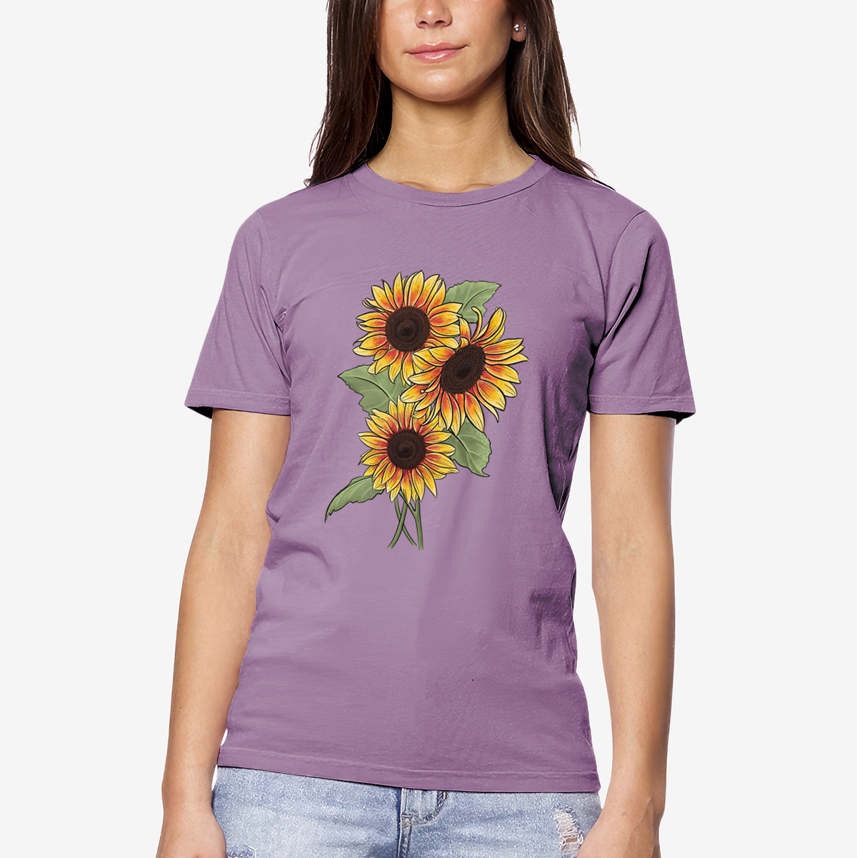 Firecracker Sunflowers - Helianthus annuus - Unisex Crewneck - Made in USA - 100% Organic Cotton