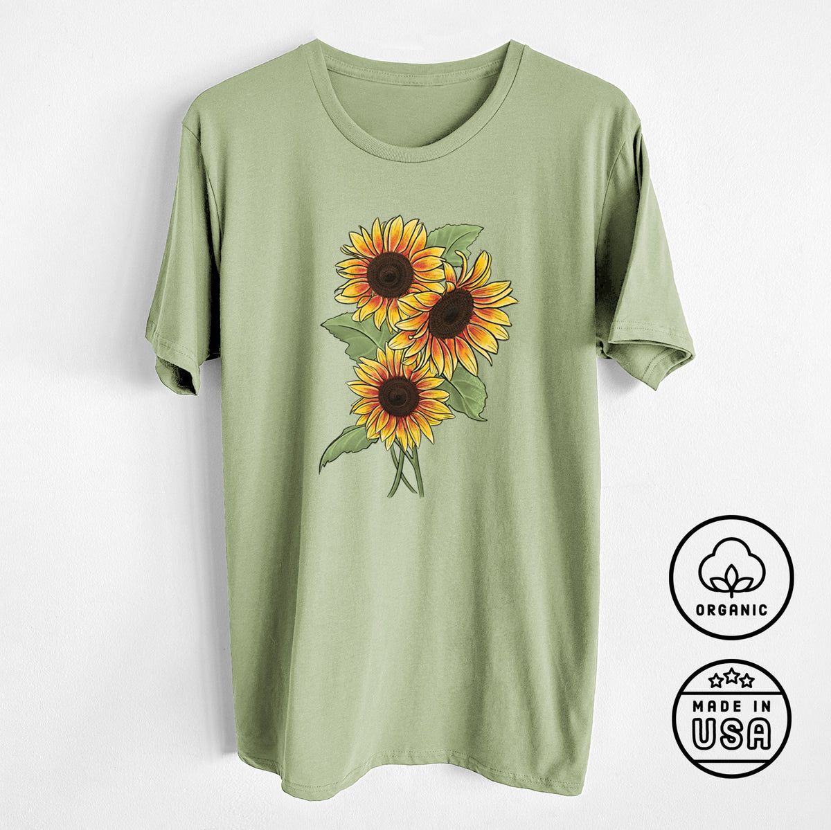 Firecracker Sunflowers - Helianthus annuus - Unisex Crewneck - Made in USA - 100% Organic Cotton