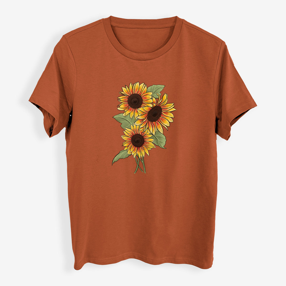 Firecracker Sunflowers - Helianthus annuus - Womens Everyday Maple Tee