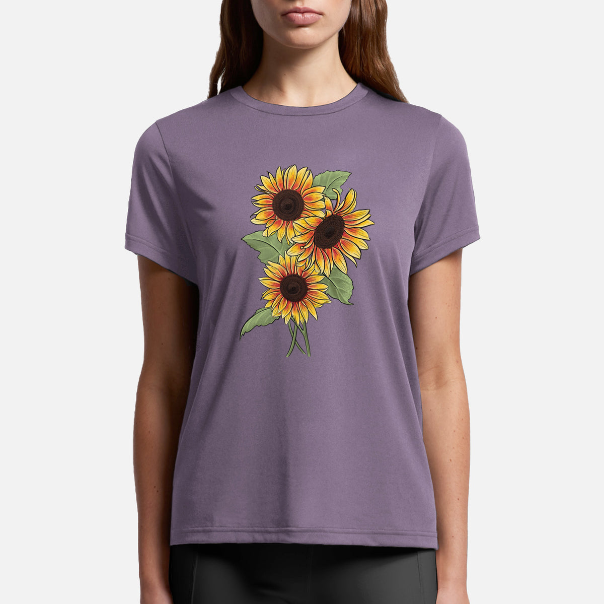 Firecracker Sunflowers - Helianthus annuus - Womens Everyday Maple Tee