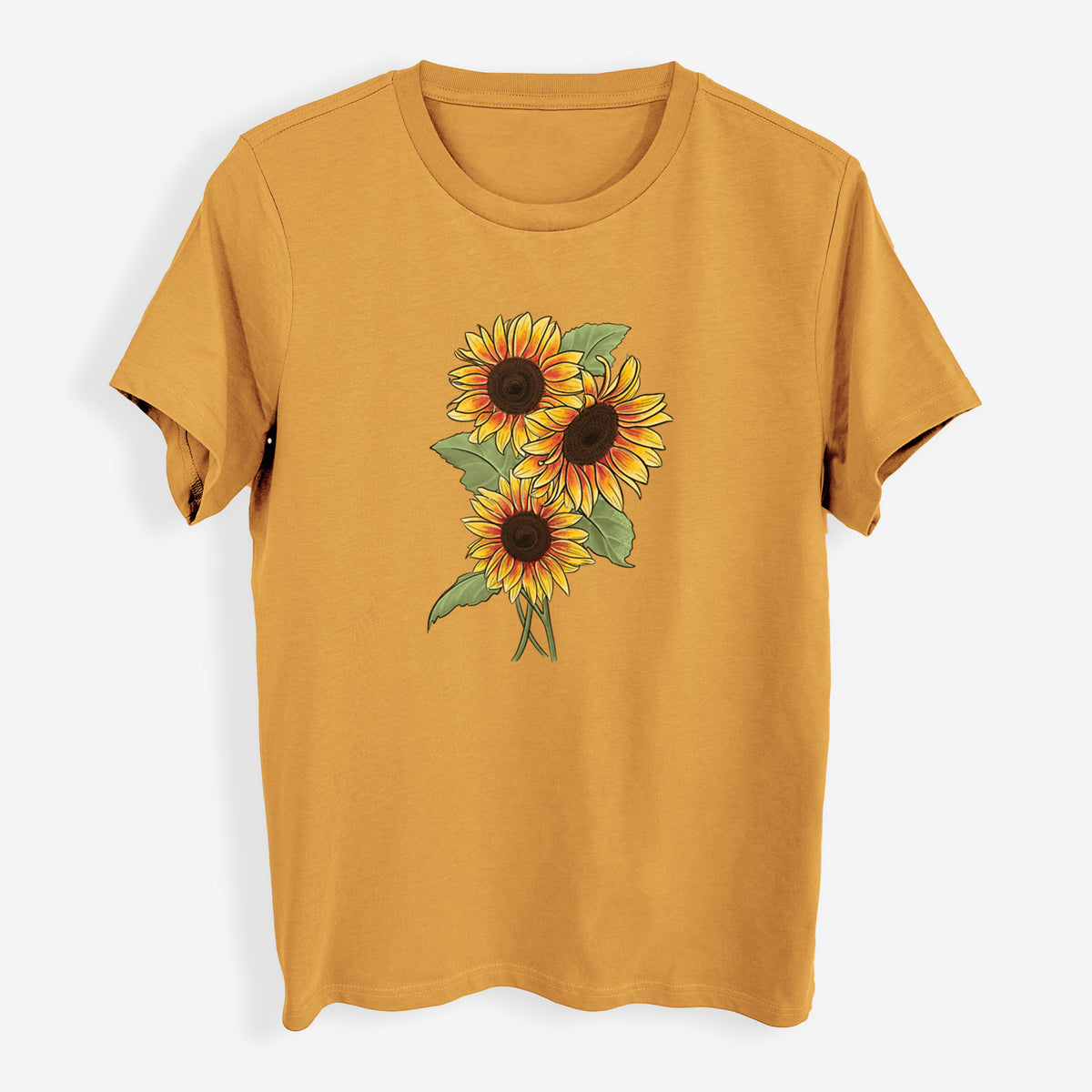 Firecracker Sunflowers - Helianthus annuus - Womens Everyday Maple Tee