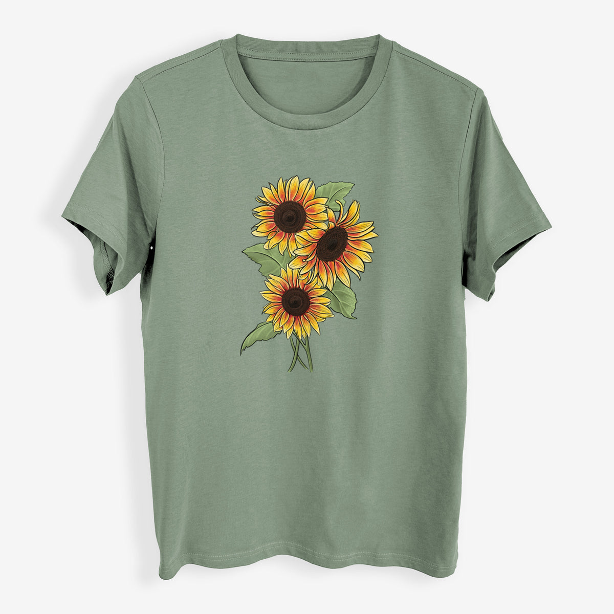 Firecracker Sunflowers - Helianthus annuus - Womens Everyday Maple Tee