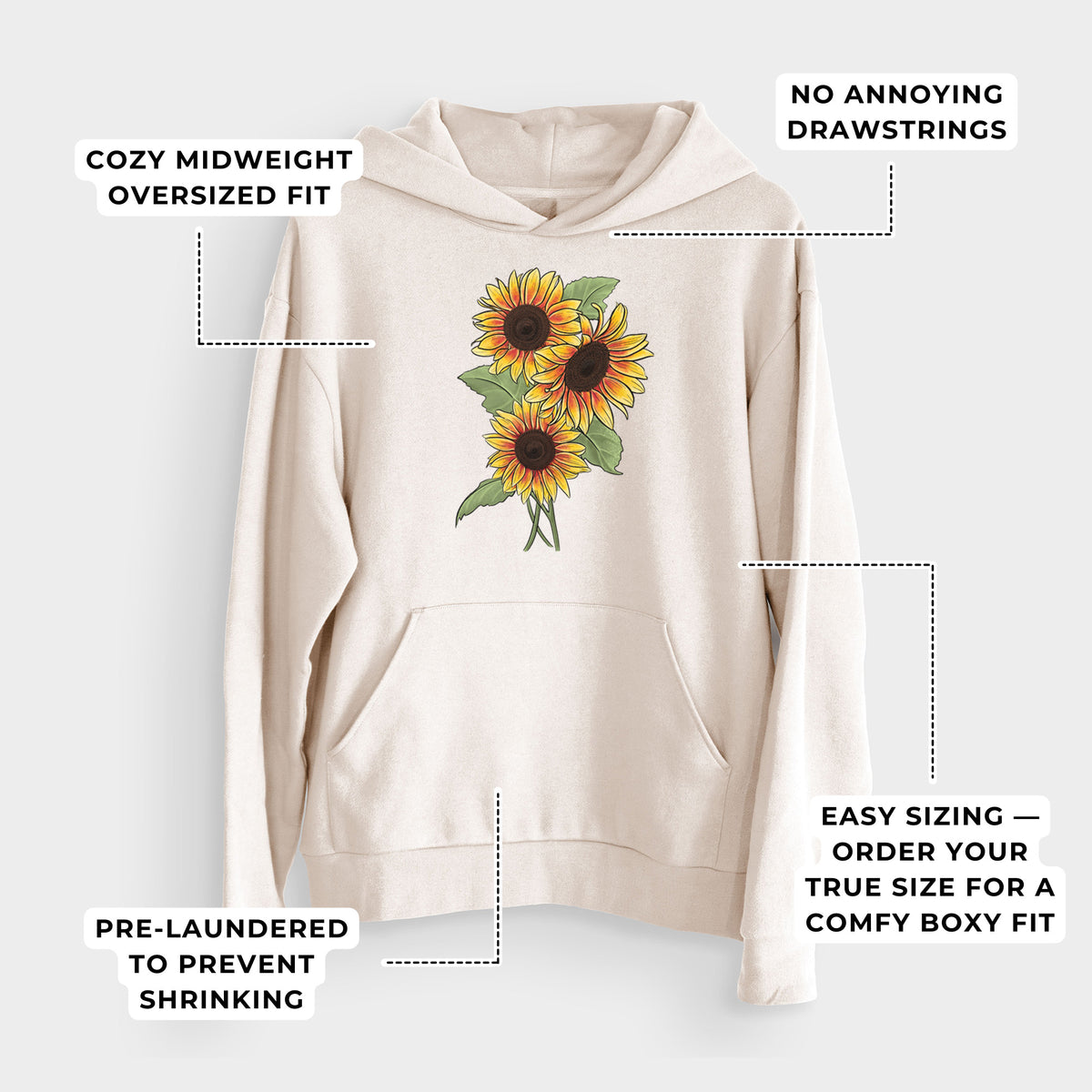 Firecracker Sunflowers - Helianthus annuus  - Bodega Midweight Hoodie