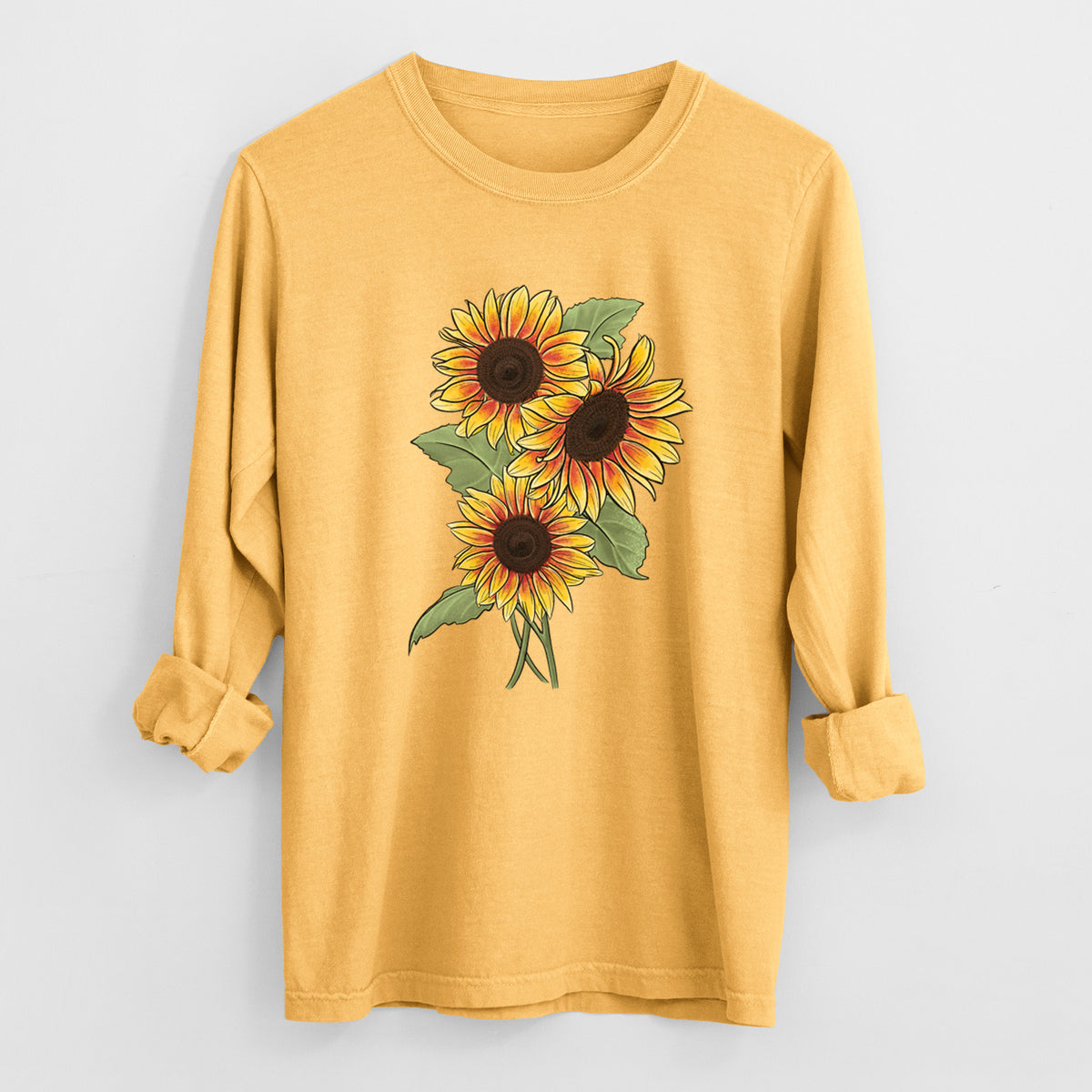 Firecracker Sunflowers - Helianthus annuus - Heavyweight 100% Cotton Long Sleeve