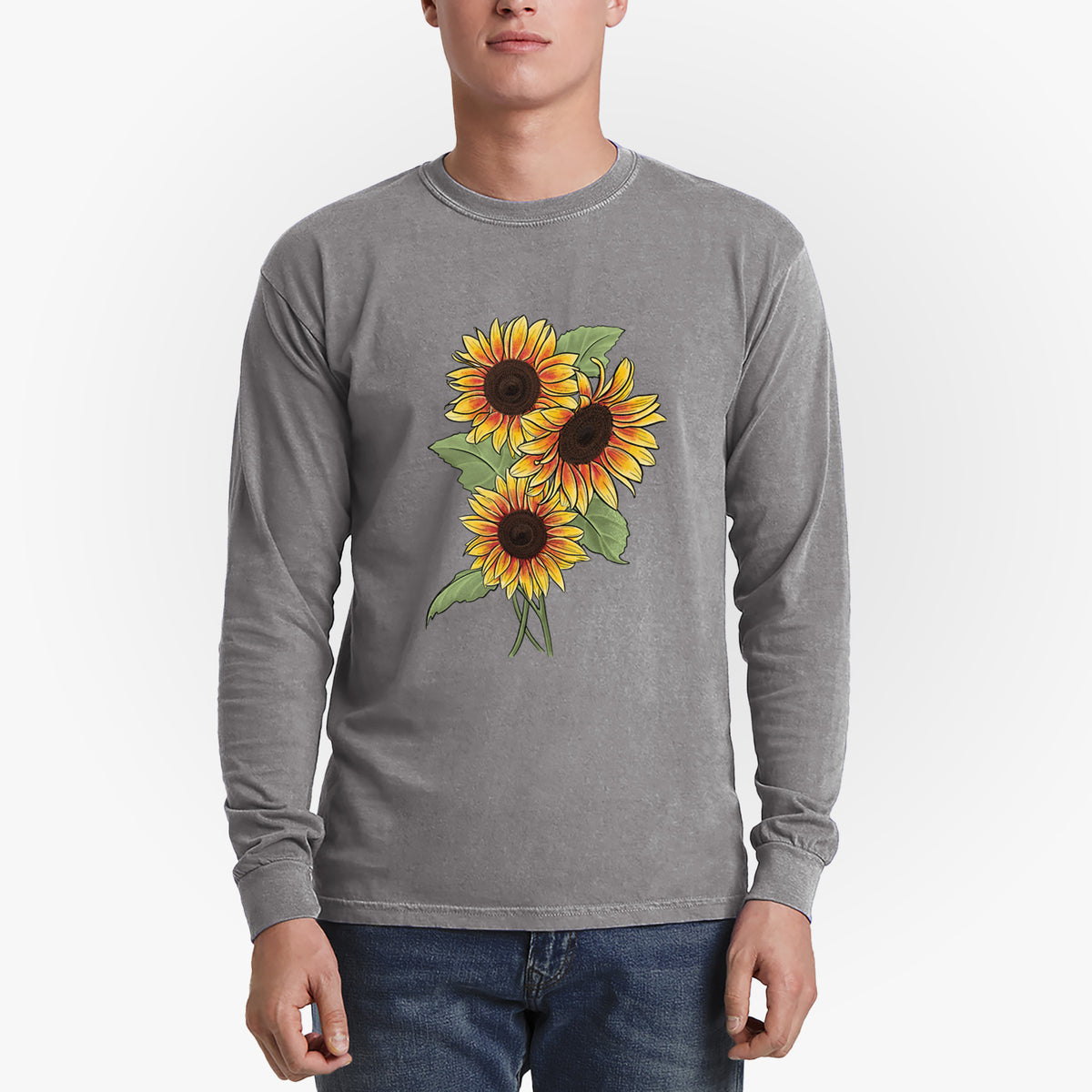 Firecracker Sunflowers - Helianthus annuus - Heavyweight 100% Cotton Long Sleeve