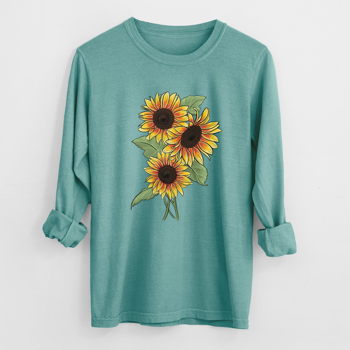 Firecracker Sunflowers - Helianthus annuus - Heavyweight 100% Cotton Long Sleeve