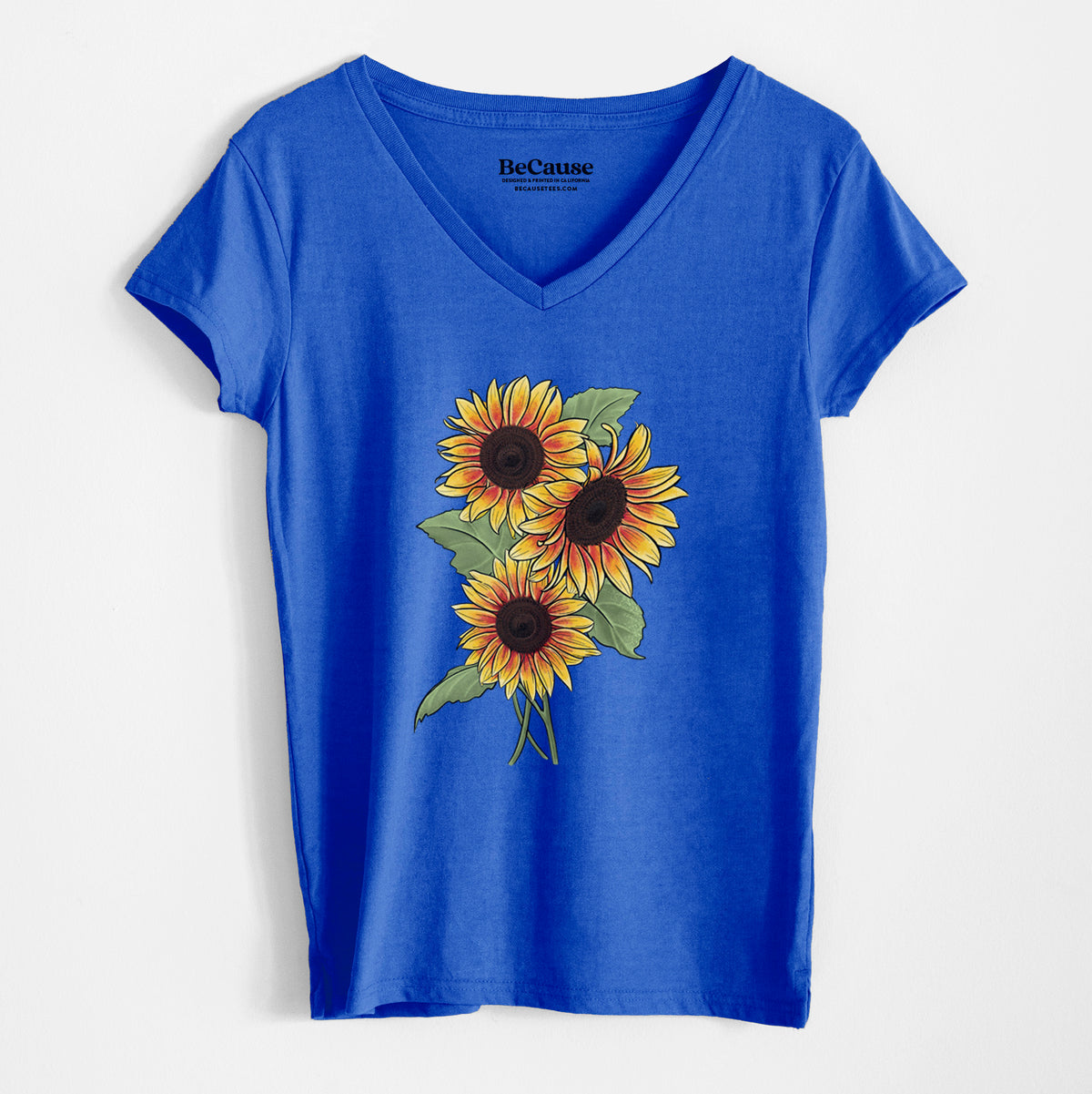 Firecracker Sunflowers - Helianthus annuus - Women&#39;s 100% Recycled V-neck