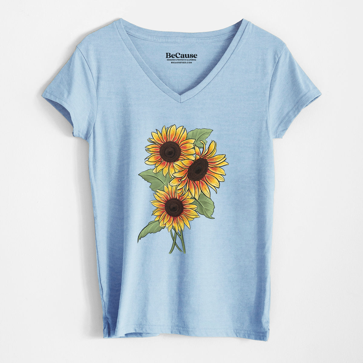 Firecracker Sunflowers - Helianthus annuus - Women&#39;s 100% Recycled V-neck