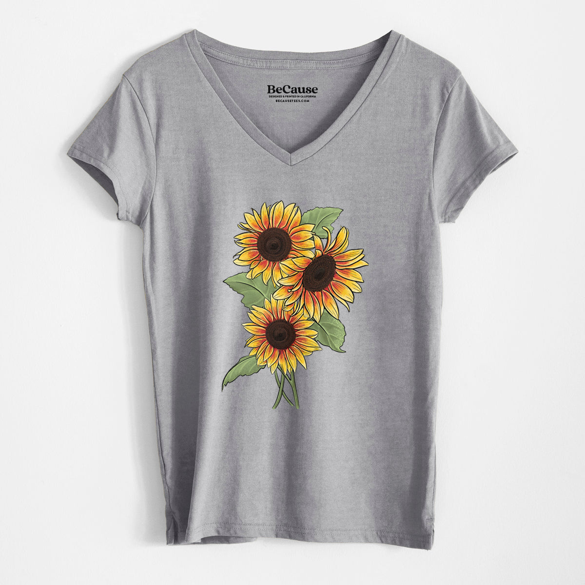 Firecracker Sunflowers - Helianthus annuus - Women&#39;s 100% Recycled V-neck