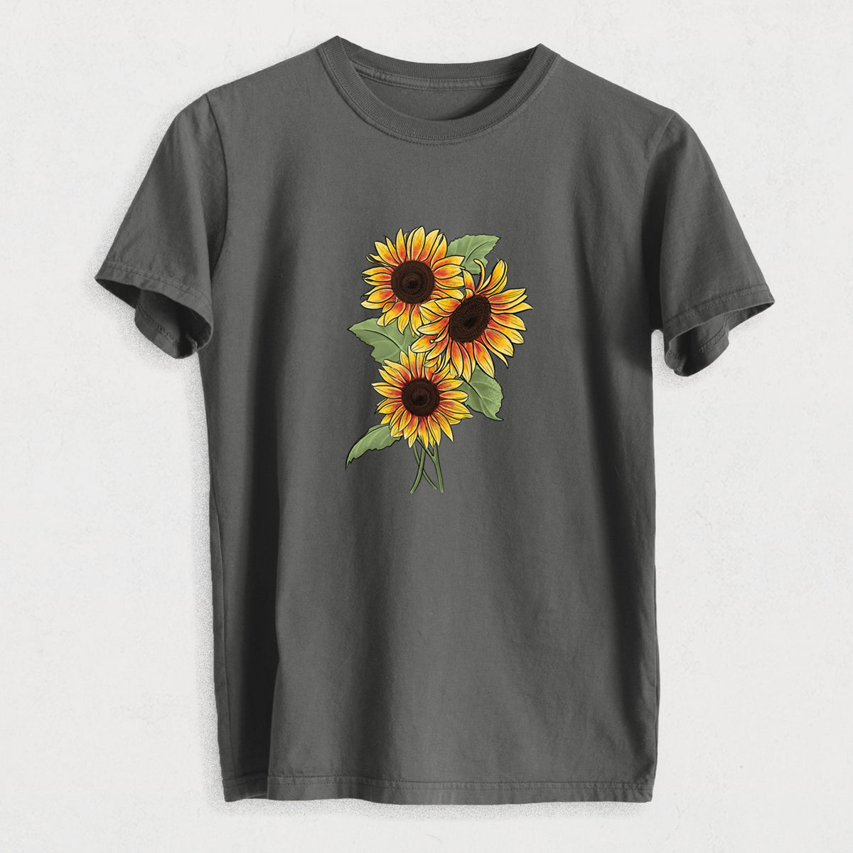 Firecracker Sunflowers - Helianthus annuus - Heavyweight Men&#39;s 100% Organic Cotton Tee