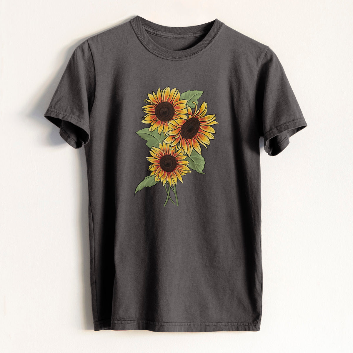 Firecracker Sunflowers - Helianthus annuus - Heavyweight Men&#39;s 100% Organic Cotton Tee