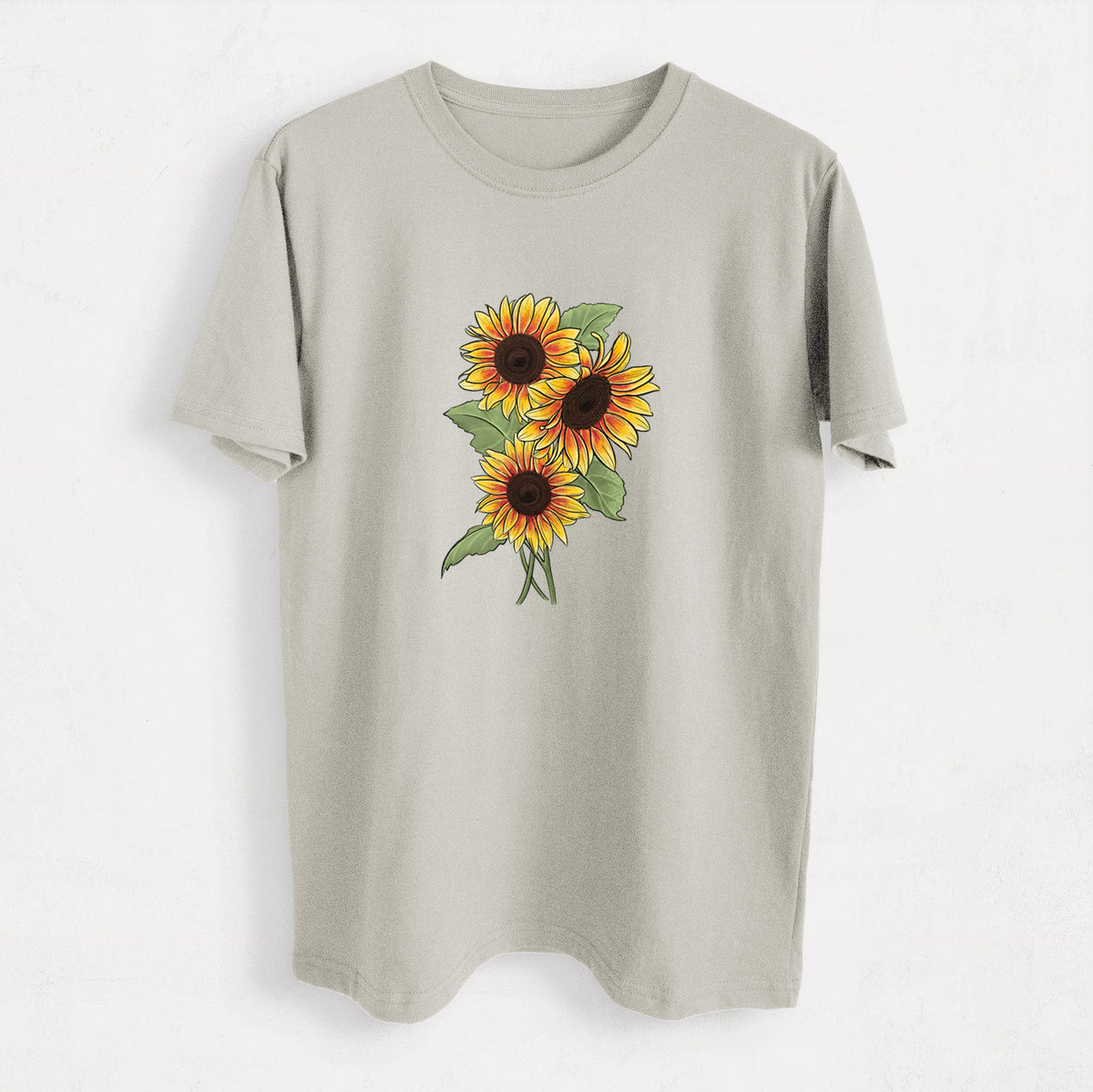 Firecracker Sunflowers - Helianthus annuus - Heavyweight Men&#39;s 100% Organic Cotton Tee