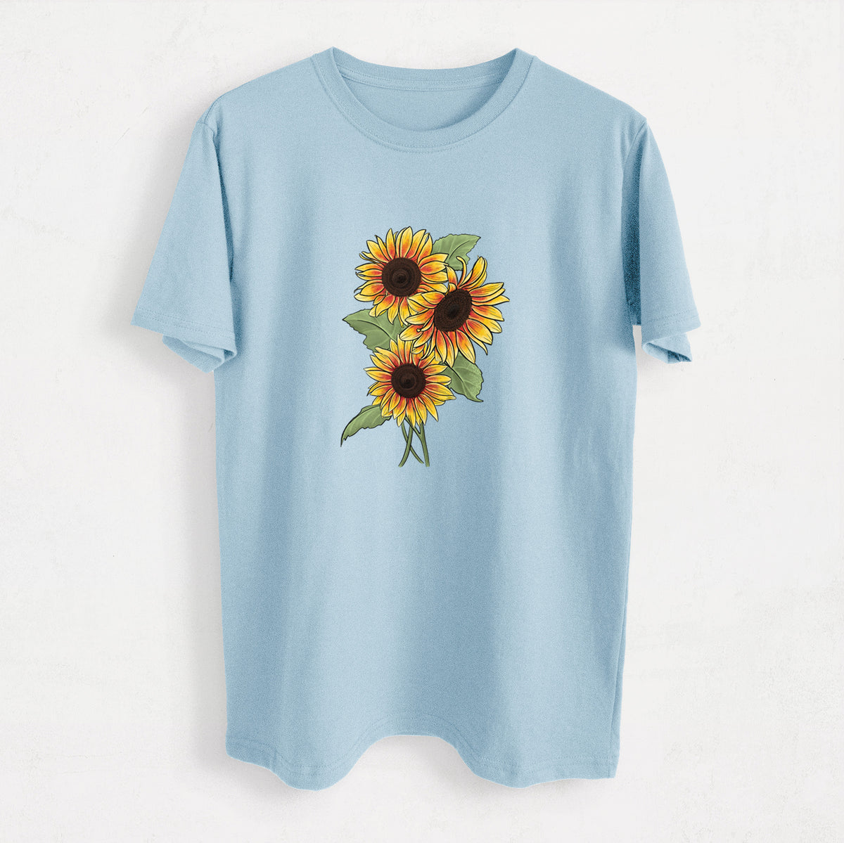 Firecracker Sunflowers - Helianthus annuus - Heavyweight Men&#39;s 100% Organic Cotton Tee