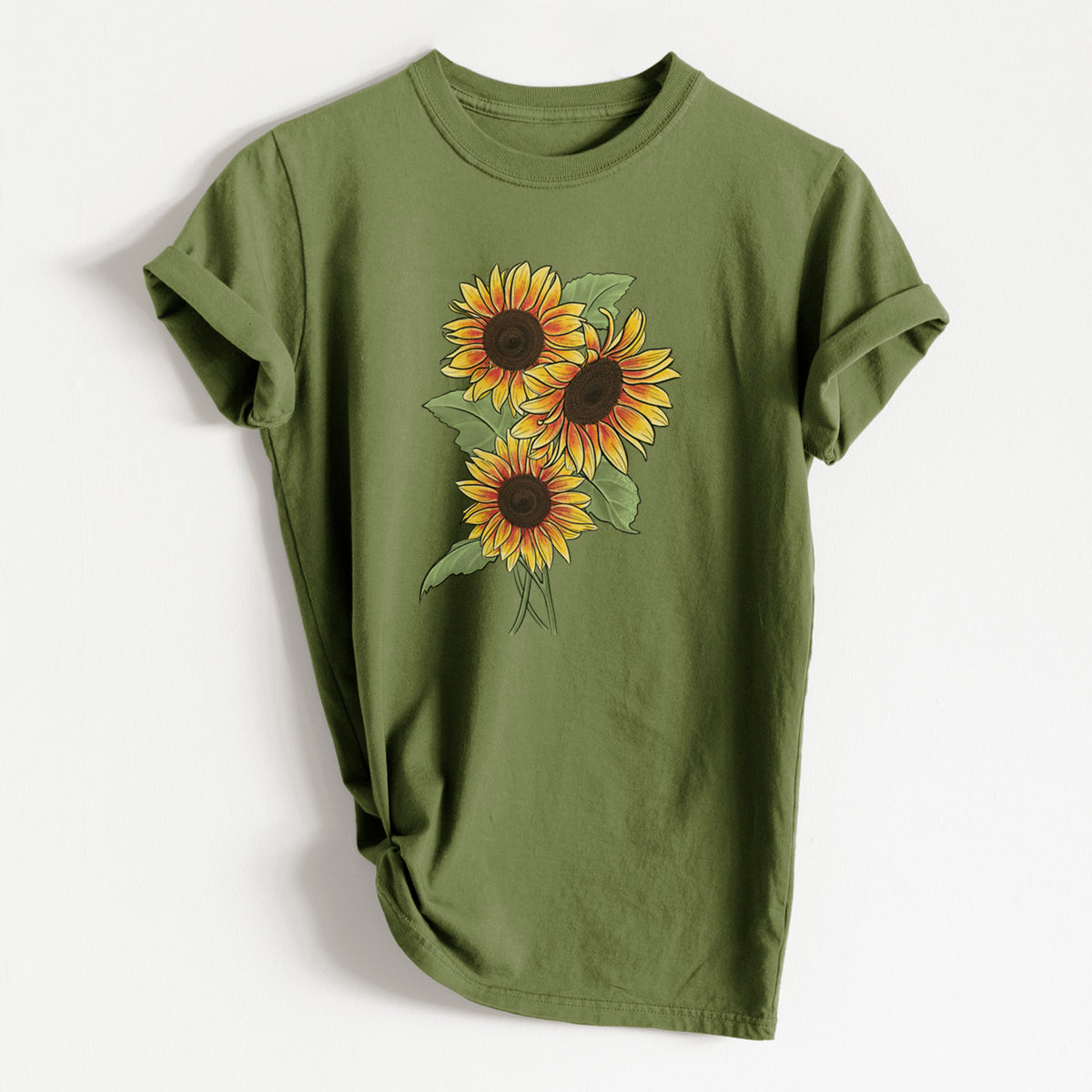 Firecracker Sunflowers - Helianthus annuus - Heavyweight Men&#39;s 100% Organic Cotton Tee