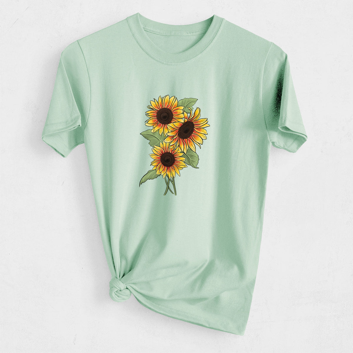 Firecracker Sunflowers - Helianthus annuus - Heavyweight Men&#39;s 100% Organic Cotton Tee