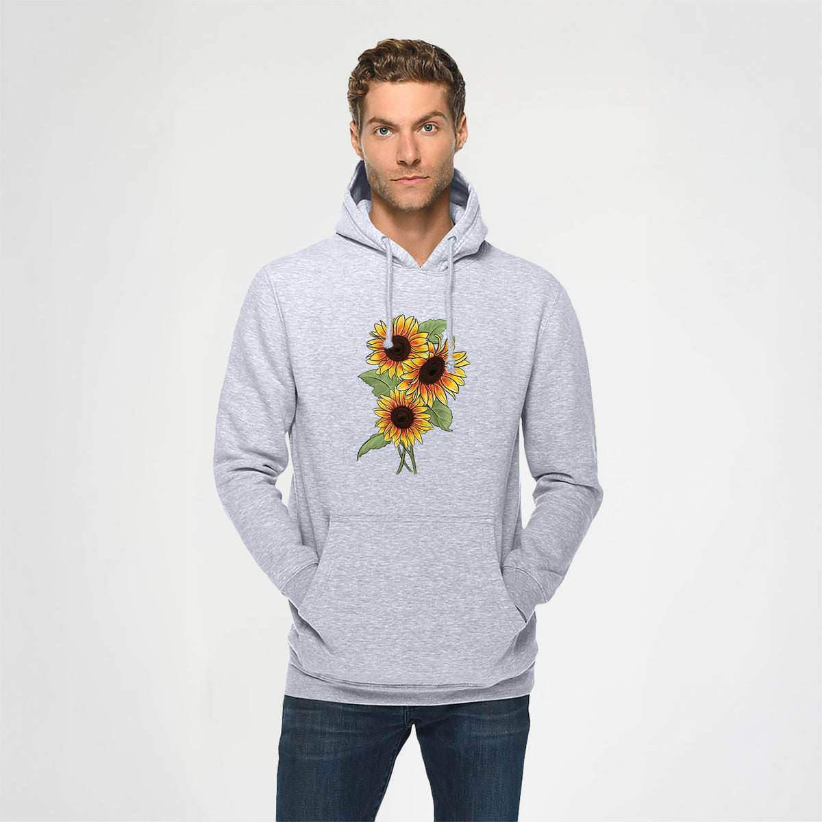 Firecracker Sunflowers - Helianthus annuus - Heavyweight Fleece Hoodie