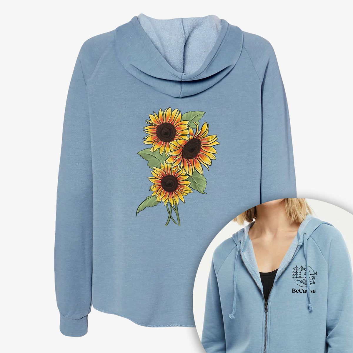 Firecracker Sunflowers - Helianthus annuus - Women&#39;s Cali Wave Zip-Up Sweatshirt