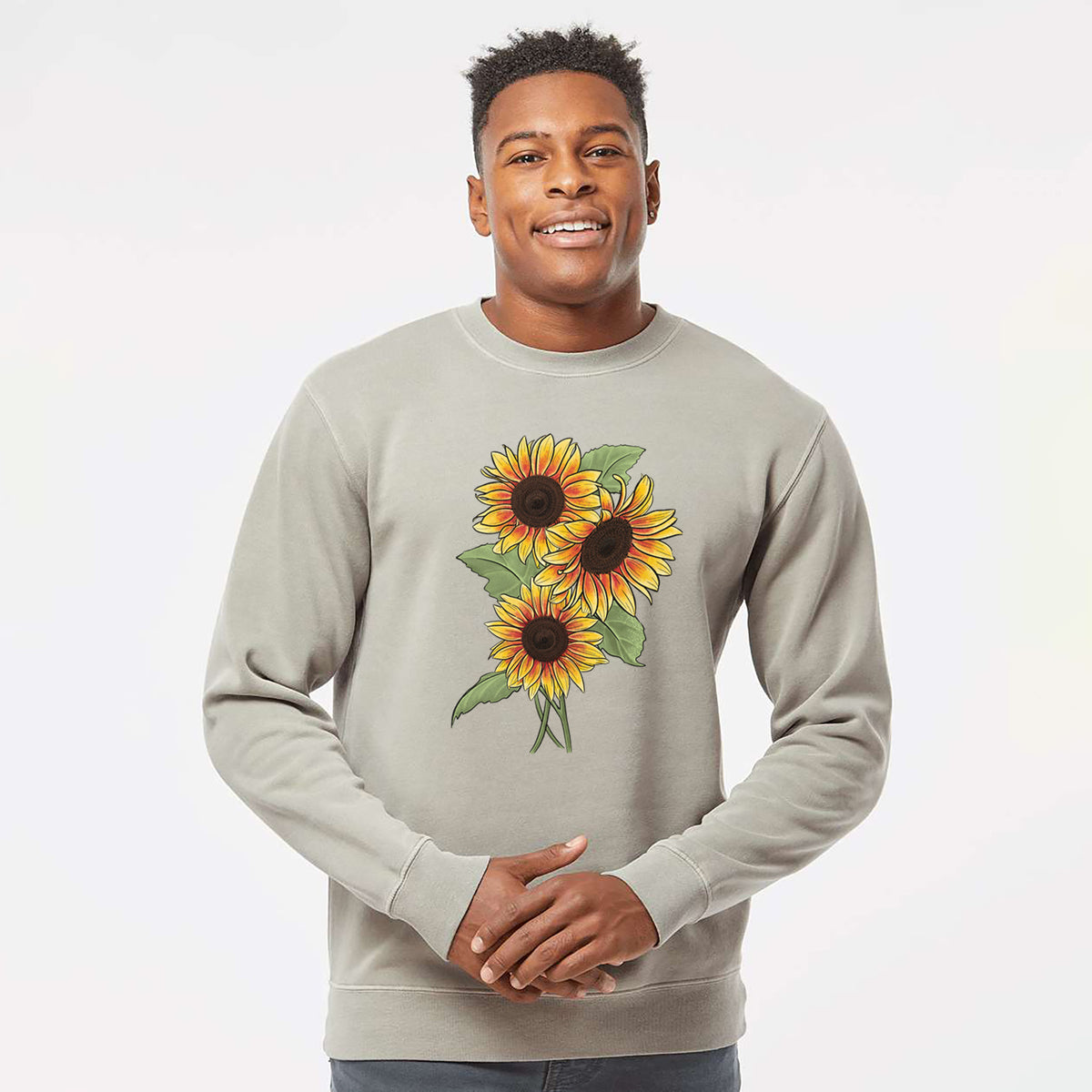 Firecracker Sunflowers - Helianthus annuus - Unisex Pigment Dyed Crew Sweatshirt