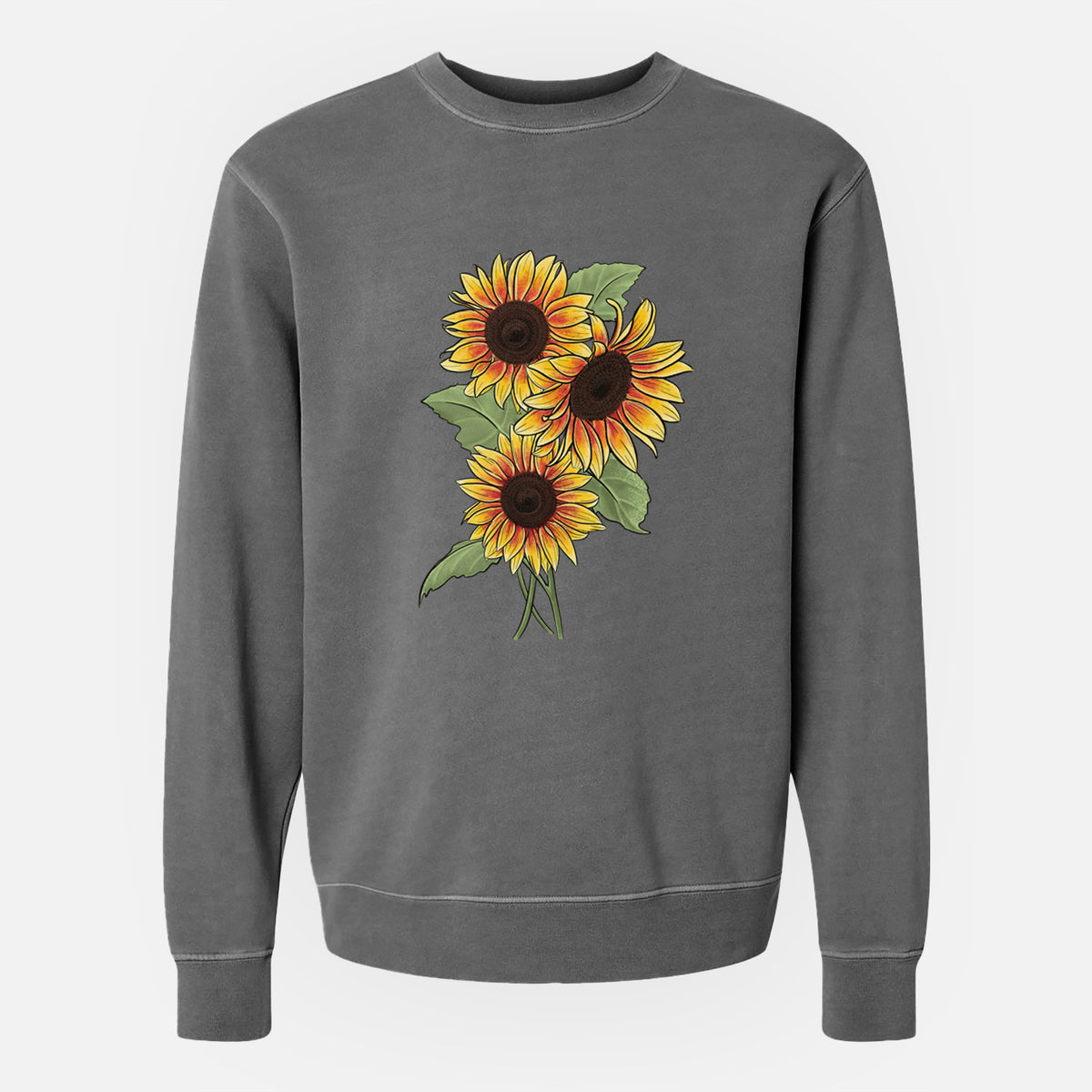 Firecracker Sunflowers - Helianthus annuus - Unisex Pigment Dyed Crew Sweatshirt