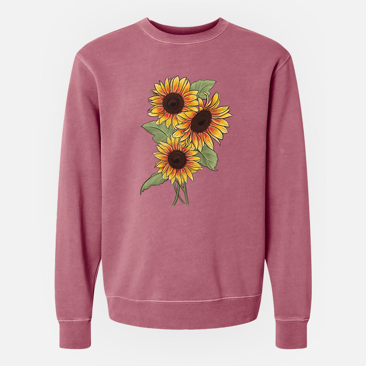 Firecracker Sunflowers - Helianthus annuus - Unisex Pigment Dyed Crew Sweatshirt