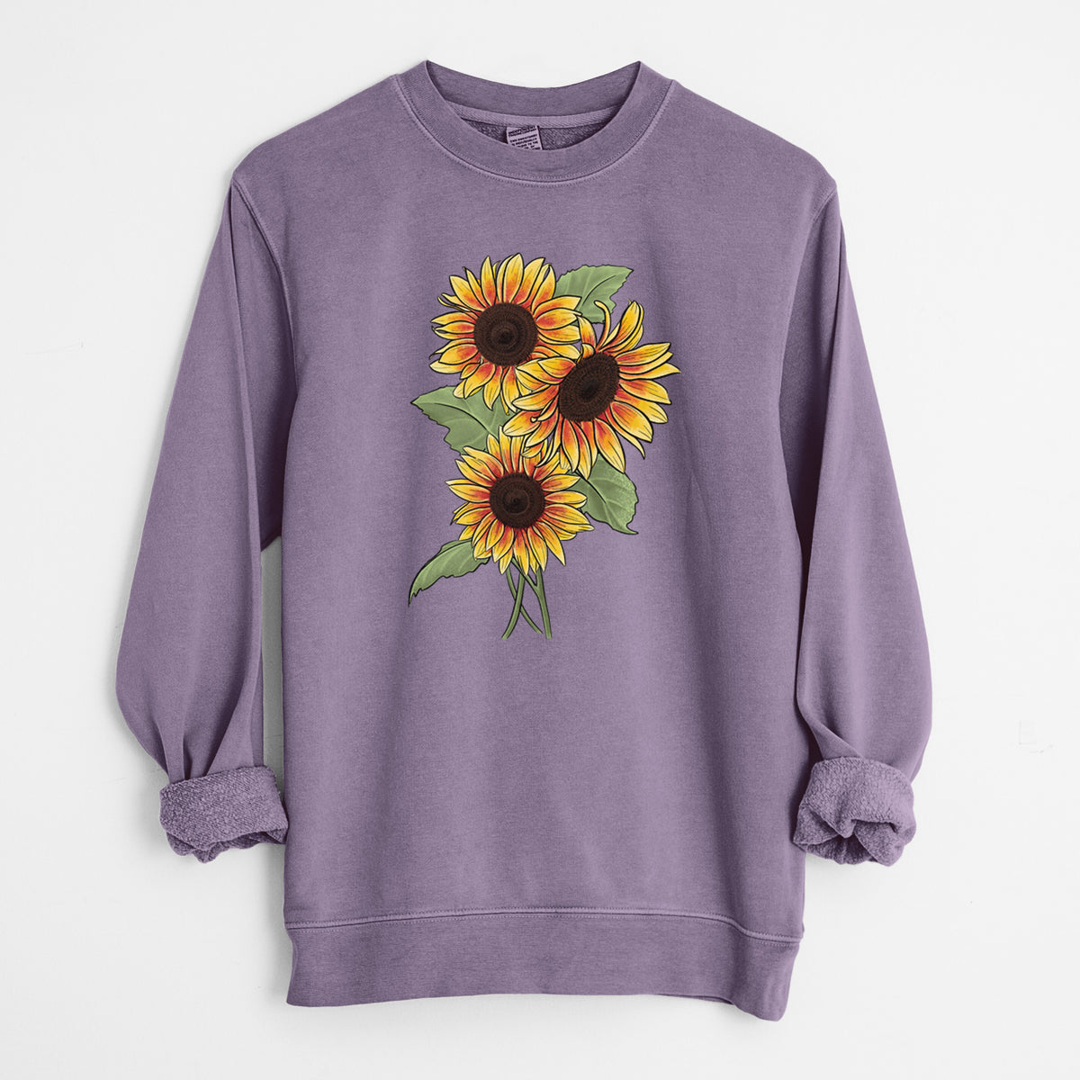 Firecracker Sunflowers - Helianthus annuus - Unisex Pigment Dyed Crew Sweatshirt