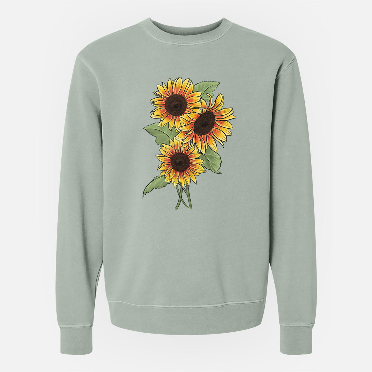 Firecracker Sunflowers - Helianthus annuus - Unisex Pigment Dyed Crew Sweatshirt