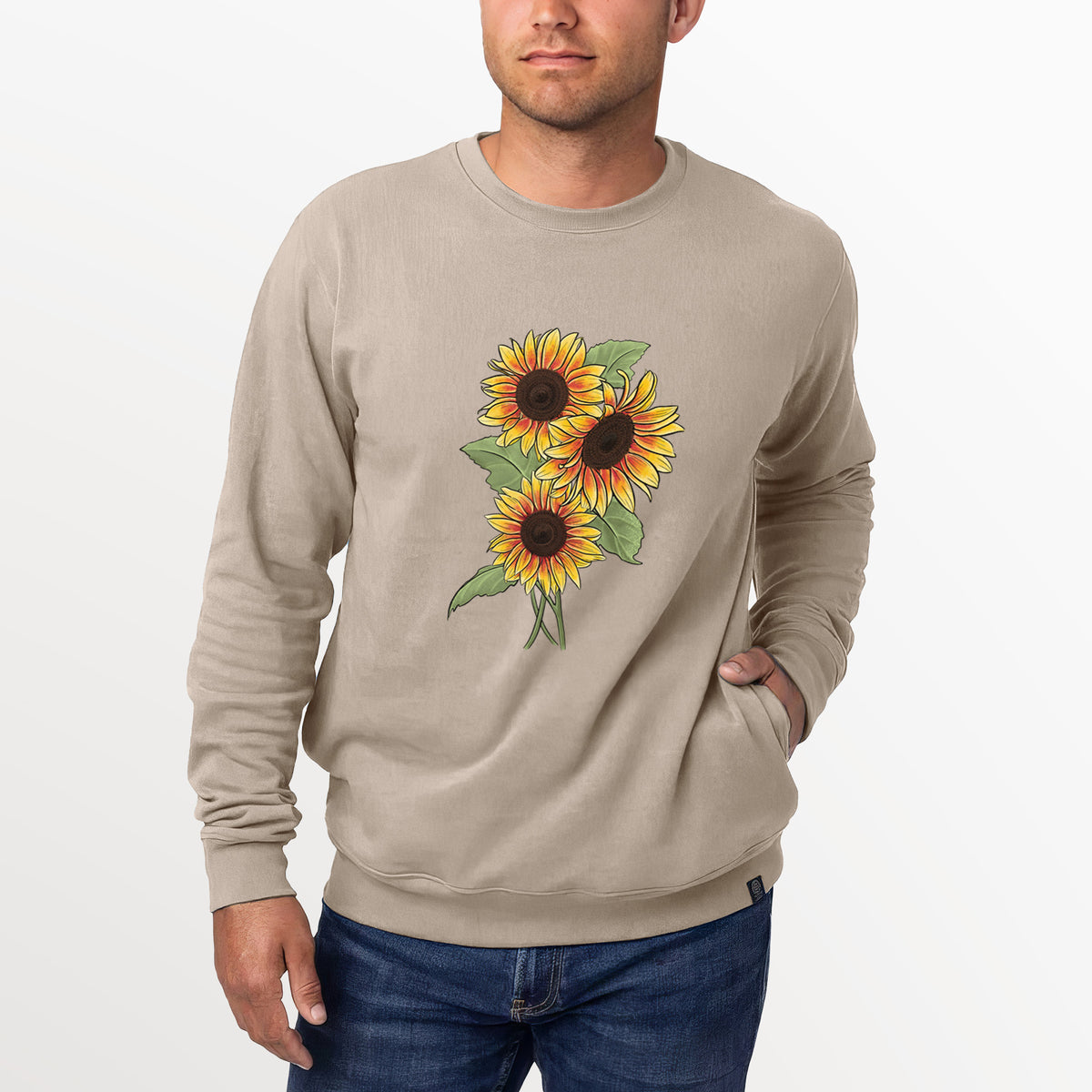 Firecracker Sunflowers - Helianthus annuus  - Unisex Reclaimed Crewneck Sweatshirt