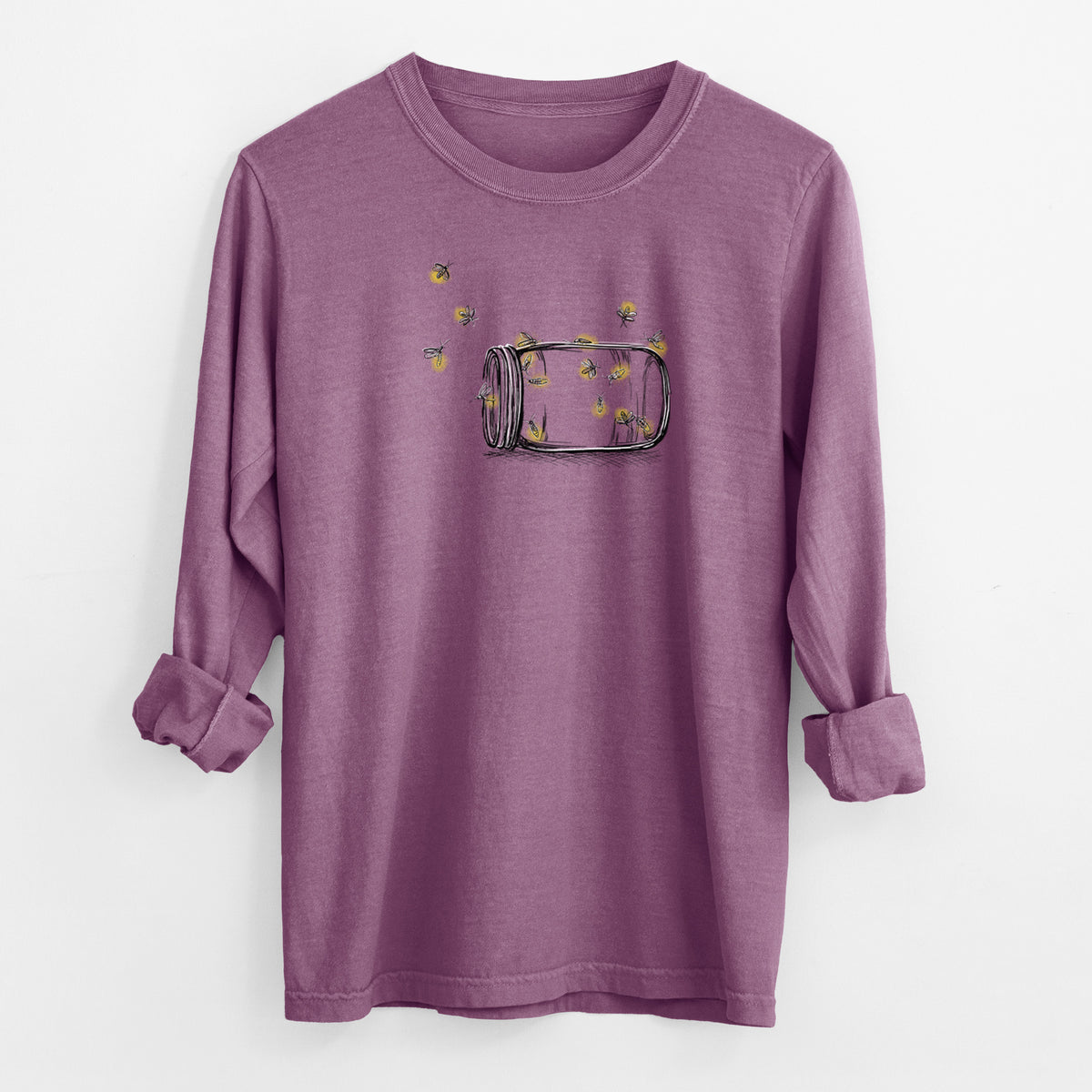 Summer Fireflies - Men&#39;s Heavyweight 100% Cotton Long Sleeve