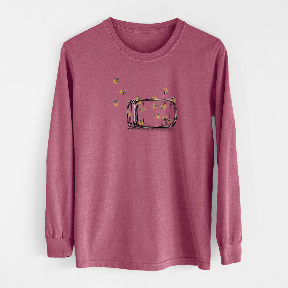 Summer Fireflies - Men&#39;s Heavyweight 100% Cotton Long Sleeve