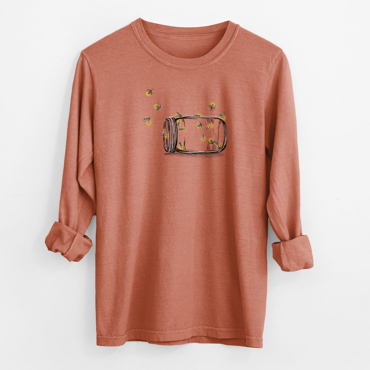 Summer Fireflies - Men&#39;s Heavyweight 100% Cotton Long Sleeve