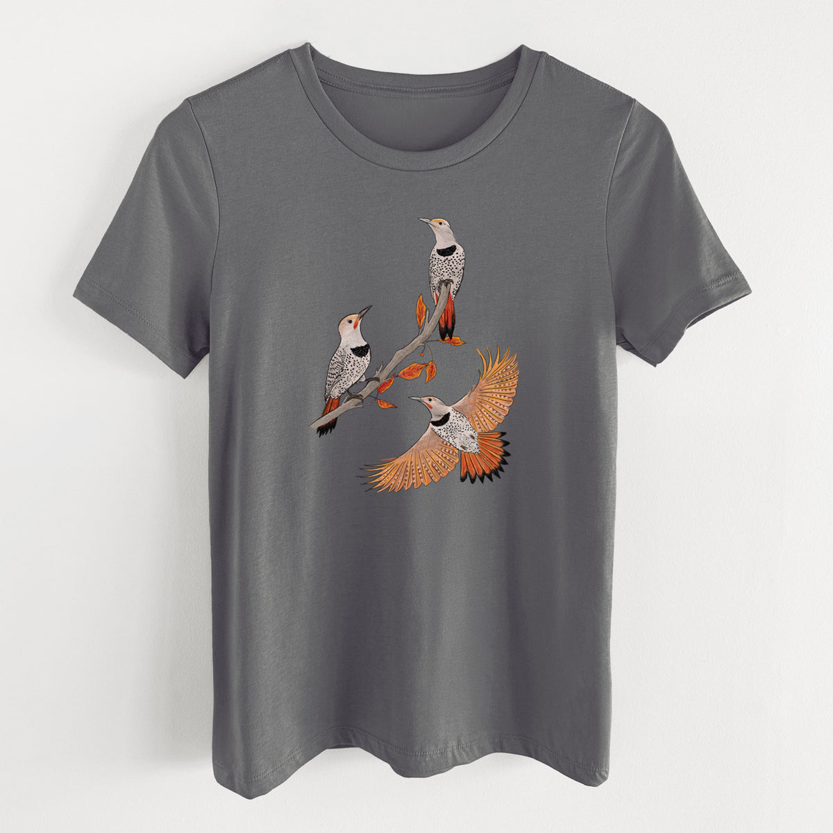 Northern Flickers (Red-shafted) - Colaptes auratus - Women's Lightweight Relaxed Fit 100% Cotton Crewneck