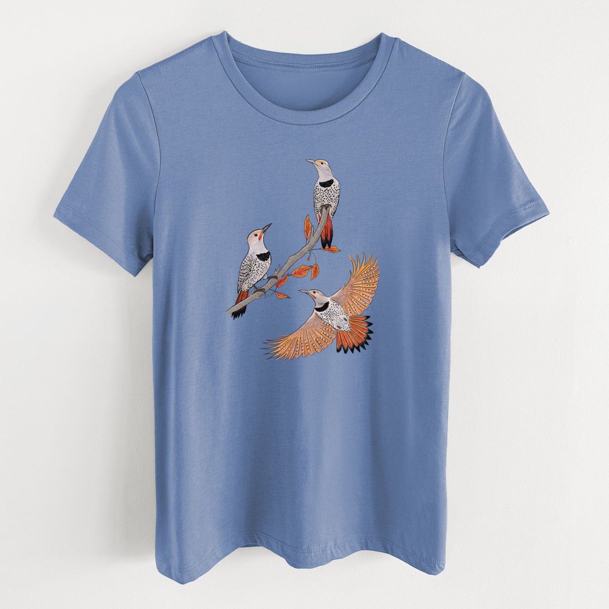 Northern Flickers (Red-shafted) - Colaptes auratus - Women's Lightweight Relaxed Fit 100% Cotton Crewneck