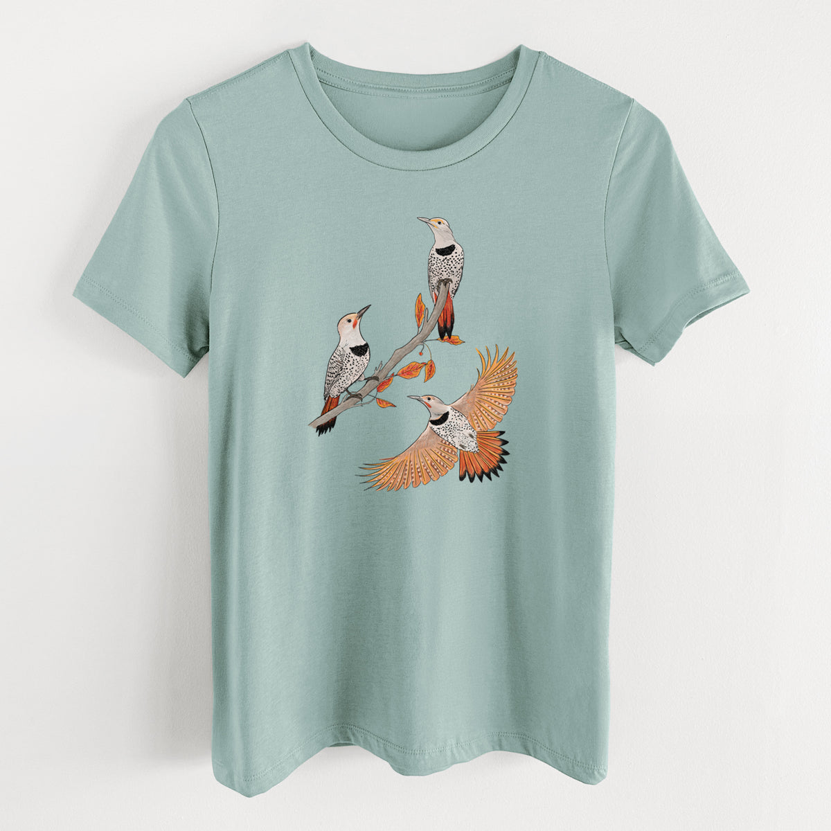 Northern Flickers (Red-shafted) - Colaptes auratus - Women's Lightweight Relaxed Fit 100% Cotton Crewneck