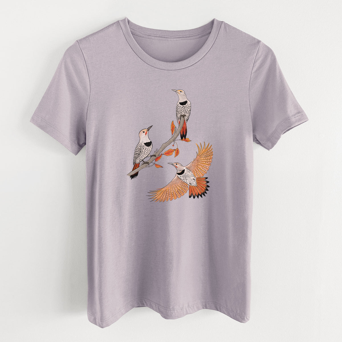 Northern Flickers (Red-shafted) - Colaptes auratus - Women's Lightweight Relaxed Fit 100% Cotton Crewneck