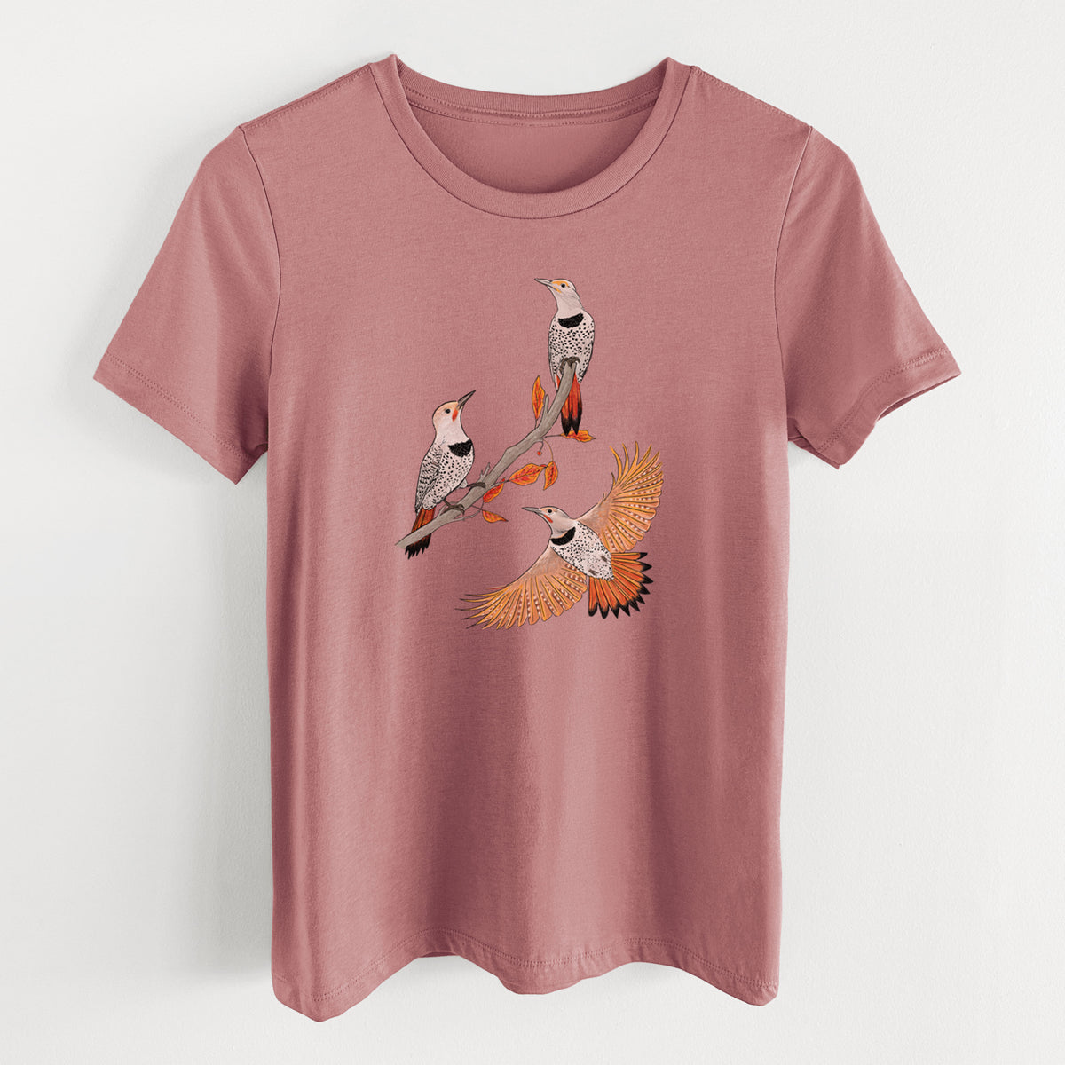 Northern Flickers (Red-shafted) - Colaptes auratus - Women's Lightweight Relaxed Fit 100% Cotton Crewneck