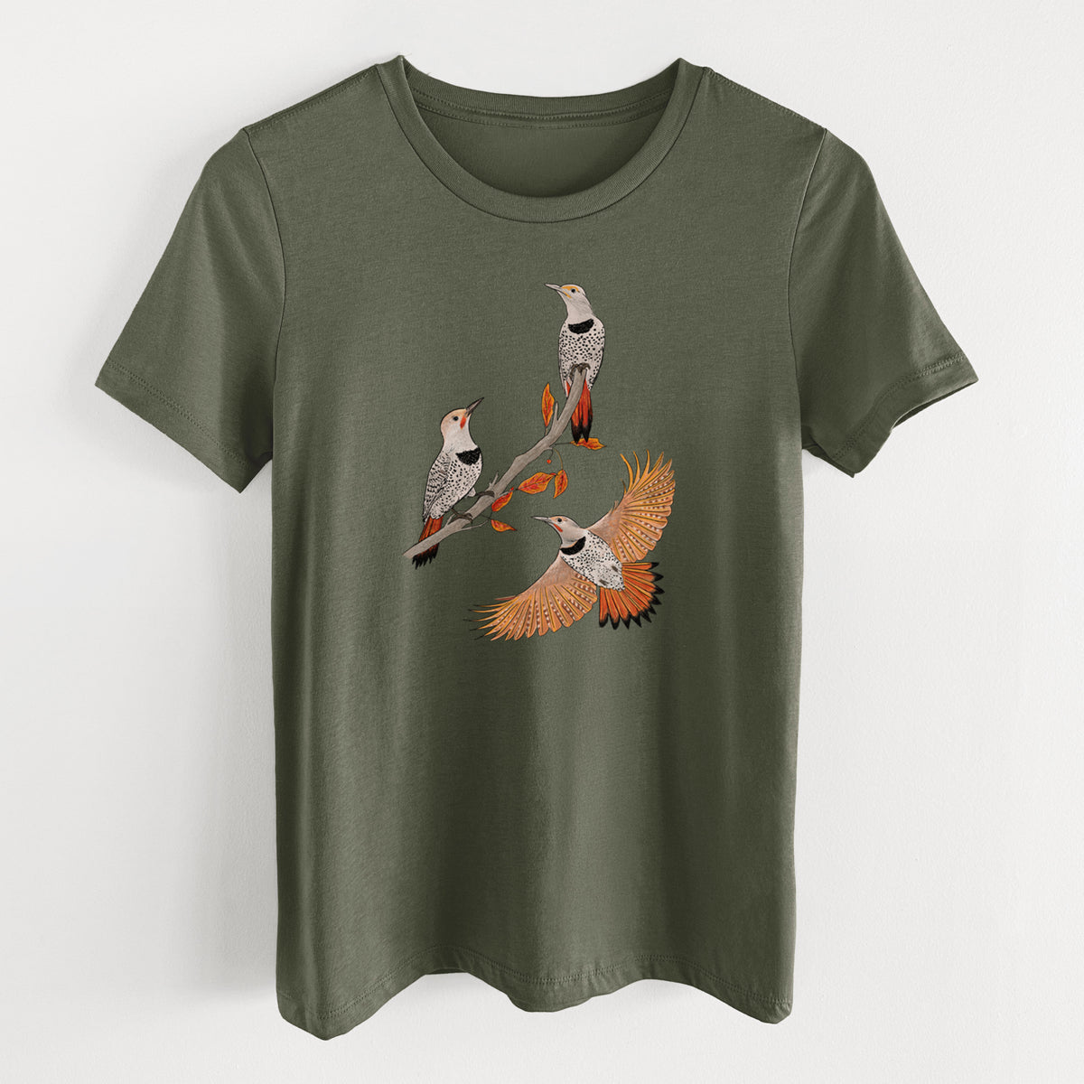 Northern Flickers (Red-shafted) - Colaptes auratus - Women's Lightweight Relaxed Fit 100% Cotton Crewneck