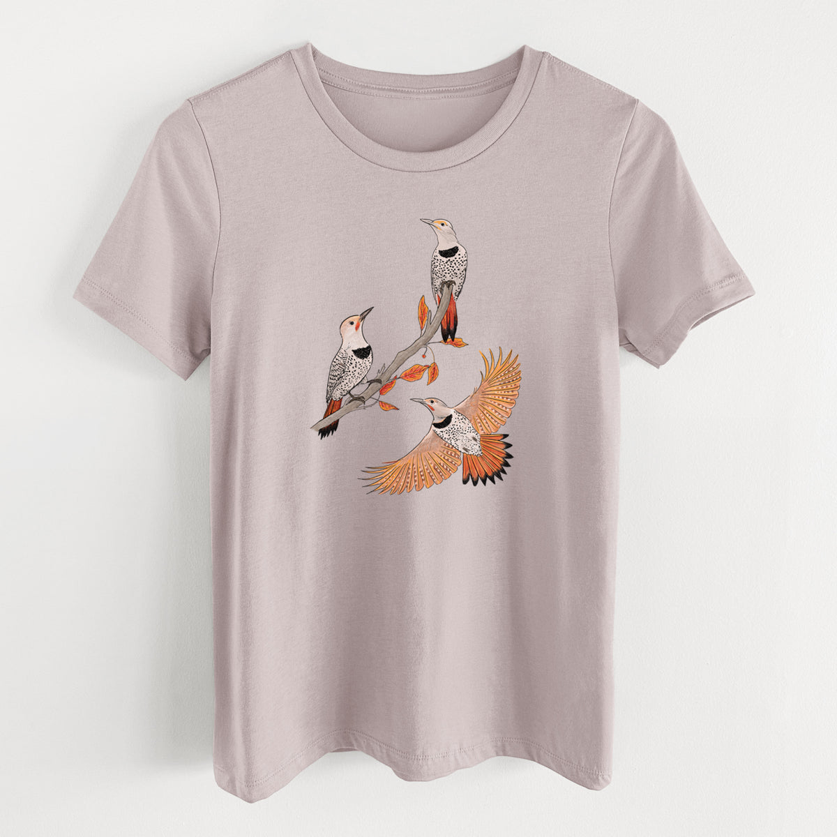 Northern Flickers (Red-shafted) - Colaptes auratus - Women's Lightweight Relaxed Fit 100% Cotton Crewneck